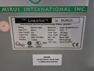 USED MIRUS AUHF-50-600-60-D-E1