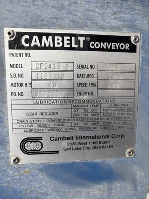 Cambelt CF2415Z Enclosed Belt Conveyor CamFlex – Heavy-Duty, Dust-Tight Material Handling