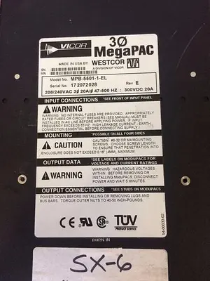 VICOR MPB 5501-1-EL REV E MEGA PAC POWER SUPPLY