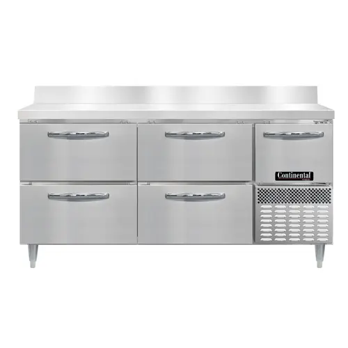 Continental DFA68NSSBSD 68" W Worktop Freezer W/ (2) Sections, (1) Door, (2) Drawers, 115v