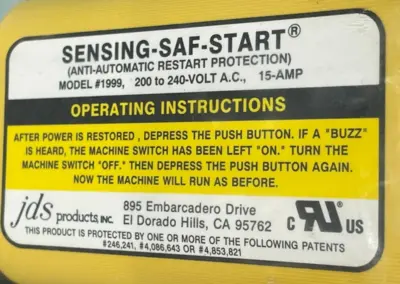 NEW SENSING-SAF-START 1999 RESTART PROTECTION 200-240V 15-AMP