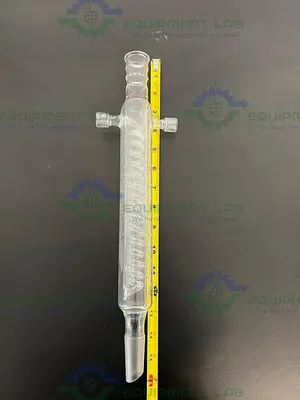 USED ACE GLASS 250MM SPIRALED COIL CONDENSER W/ 24/40 JOINTS #7 ACE-THRED CONNECTION