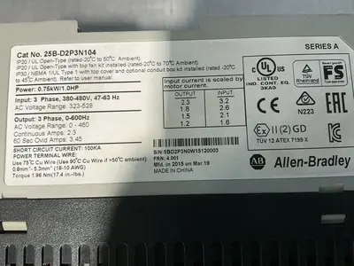 Used 2015 ALLENBRADLEY 25BD2P3N104 Variable Speed Drives Ohio US | HGR 24 #1506625