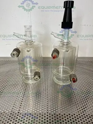 USED LOT OF 2 - HEL 1 LITER TRIPLE WALL JACKETED GLASS REACTOR W/ VALVE