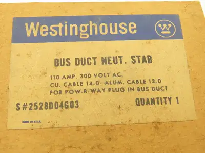 Westinghouse 2528D04G03 Bus Plug Neutral Stab Kit 110A 300VAC  Lot of 6