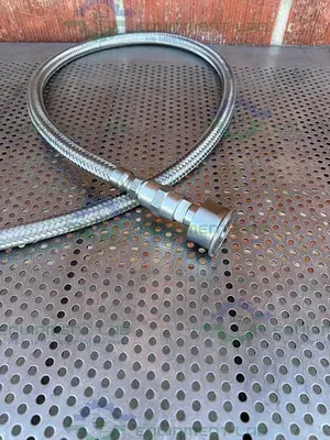 Unbranded Stainless Steel Braided Hose 63" w/ Threaded to 1" Sanitary Fitting