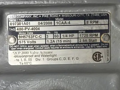 Used EMERSON 1CAA-4 Electric Motor Driven Actuators British Columbia CA | Lenmark #368506