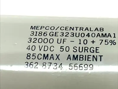 USED MEPCO CAPACITOR 32000UF 40VDC SCREW TERMINAL −10+75%