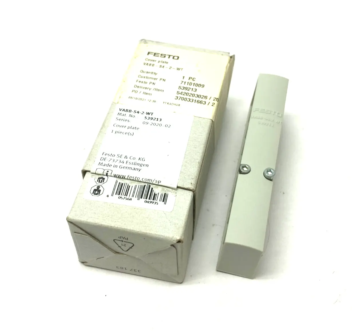 USED FESTO MANIFOLD COVER PLATE