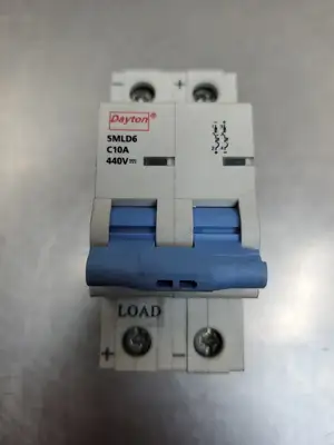 USED Dayton 5MLD6 C10A Circuit Breaker, 440VDC, 10A.
