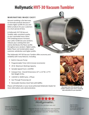 The Hollymatic HVT-30 Vacuum Tumbler
