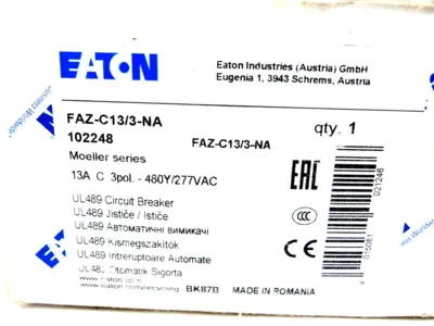 NEW EATON CORPORATION FAZ-C13/3-NA CIRCUIT BREAKER FAZC133NA