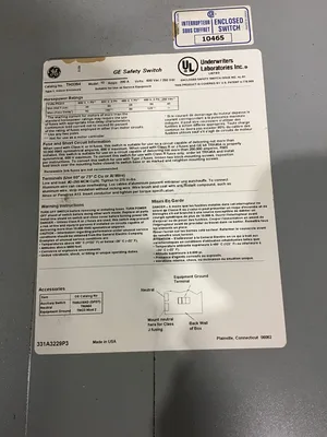GE TH3364 model 10 200 Amp Heavy Duty Safety Switch