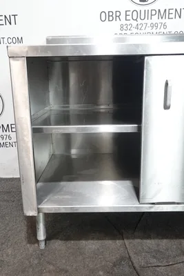 48”x30” STAINLESS STEEL SLIDING DOOR WORKTABLE WITH 6” BACKSPLASH