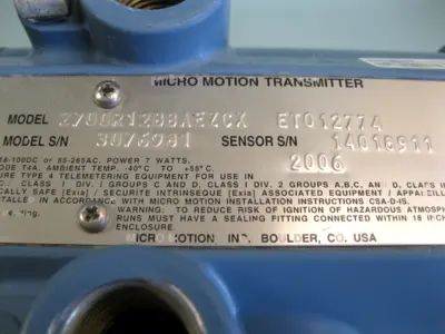 Used Micro Motion 2700 R12 BB AEZCX Sensors New Hampshire US | Bitter End Trading #1503551