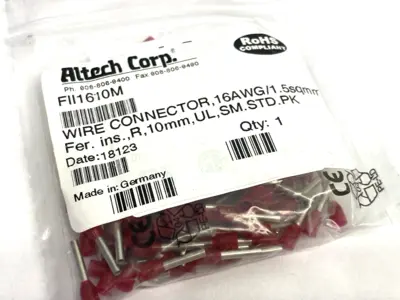 New | in-Stock Altech Insulated Crimp Terminal 16AWG/1.5sqmm 100-PACK, LOT OF 3 Electrical Fittings Michigan US | Maverick Industrial Sales #1390886