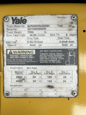 USED 2001 YALE GLP040AF