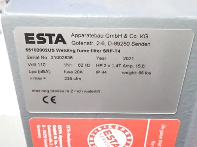 Used 2021 ESTA SRF T4 Fume Extractors Ohio US | HGR 24 #727099