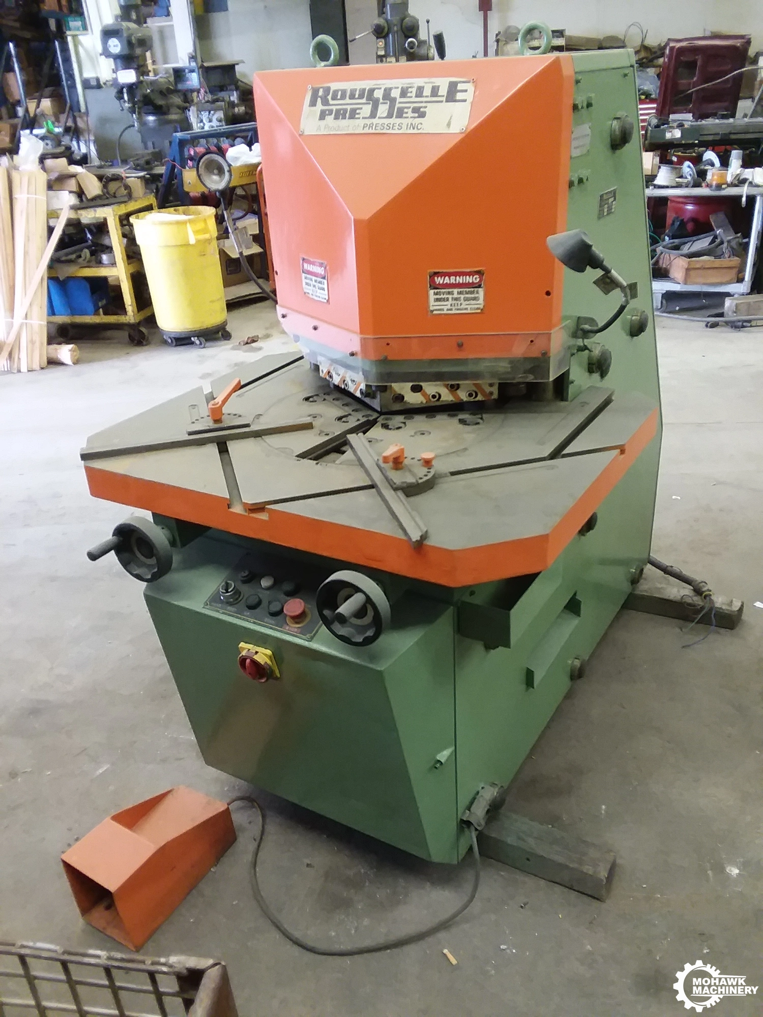 8" x 8" ROUSSELLE PRESSES "VNS15" HYDRAULIC NOTCHER w(2) PROTRACTOR GAUGES - AJUSTABLE RAKE ANGLE