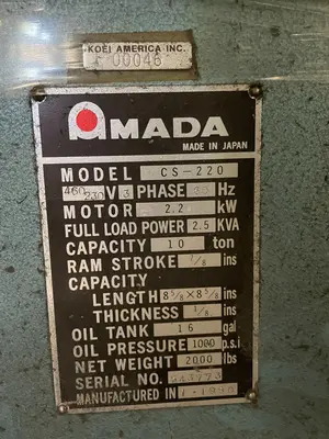 Used 1980 AMADA CS-220 Notching Machines Oregon US | Aucto #1333573