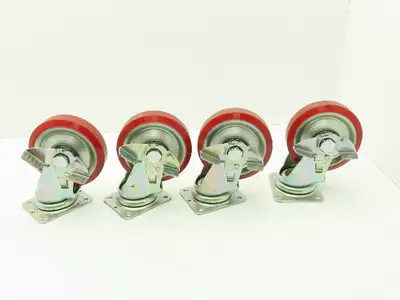 J-150 Caster Wheel 150x38 Polyurethane Swivel Locking Lot of 4