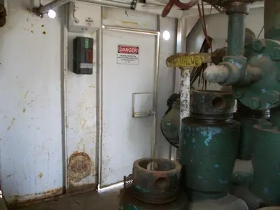 USED EMSCO D-300, 4.75-7.25 X 14 DUPLEX MUD PUMP PACKAGE