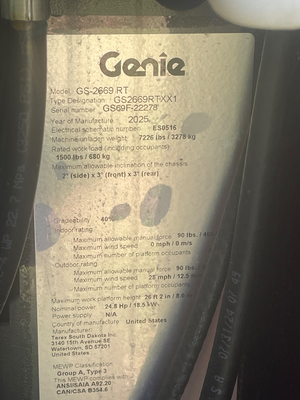 Used 2025 GS-2669 RT Genie Scissor Lifters Florida US | Stack Equipment #1418948