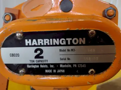 2 TON (4000 LBS)  HOIST WITH MANUAL TROLLEY: STOCK #16533