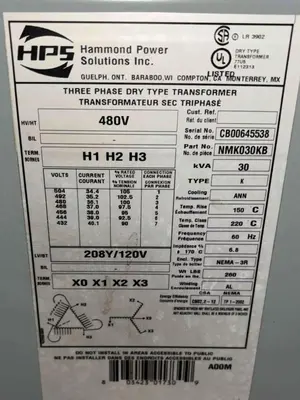 Used HAMMOND POWER SOLUTIONS NMK030KB Distribution Transformers Kentucky US | Aucto #1315891