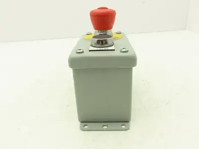 Hoffman E2PBGXM Allen Bradley Push Button Enclosure E-Stop With Reset Switch