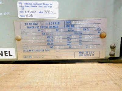 Used GE VB 13.8-1000-3 Circuit Breakers Ohio US | Equipment Recovery Corp. #1330906