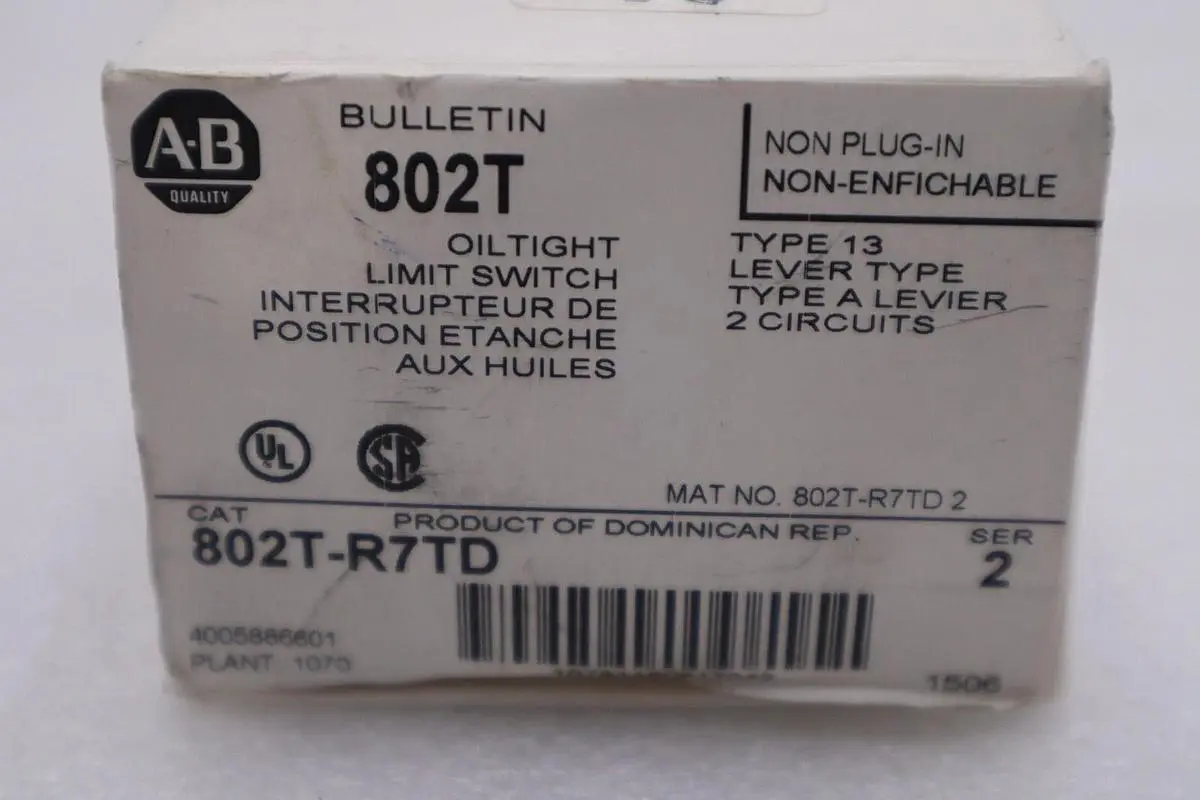 ALLEN BRADLEY 802T-R7TD SER. 2 120VAC 3A NEW WITH BOX STOCK G616A