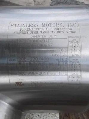 Motor, 3 HP, Stainless Motor Inc, Inline, Unused #S740153