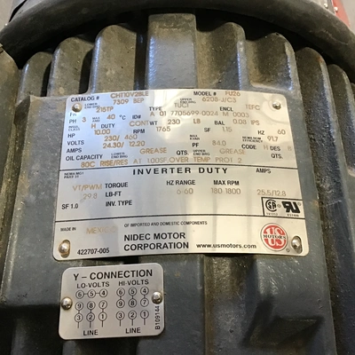 Peerless Pump 8 MA-3 Vertical Turbine Pump 117″in Plate to Bottom 250GPM 1770RPM