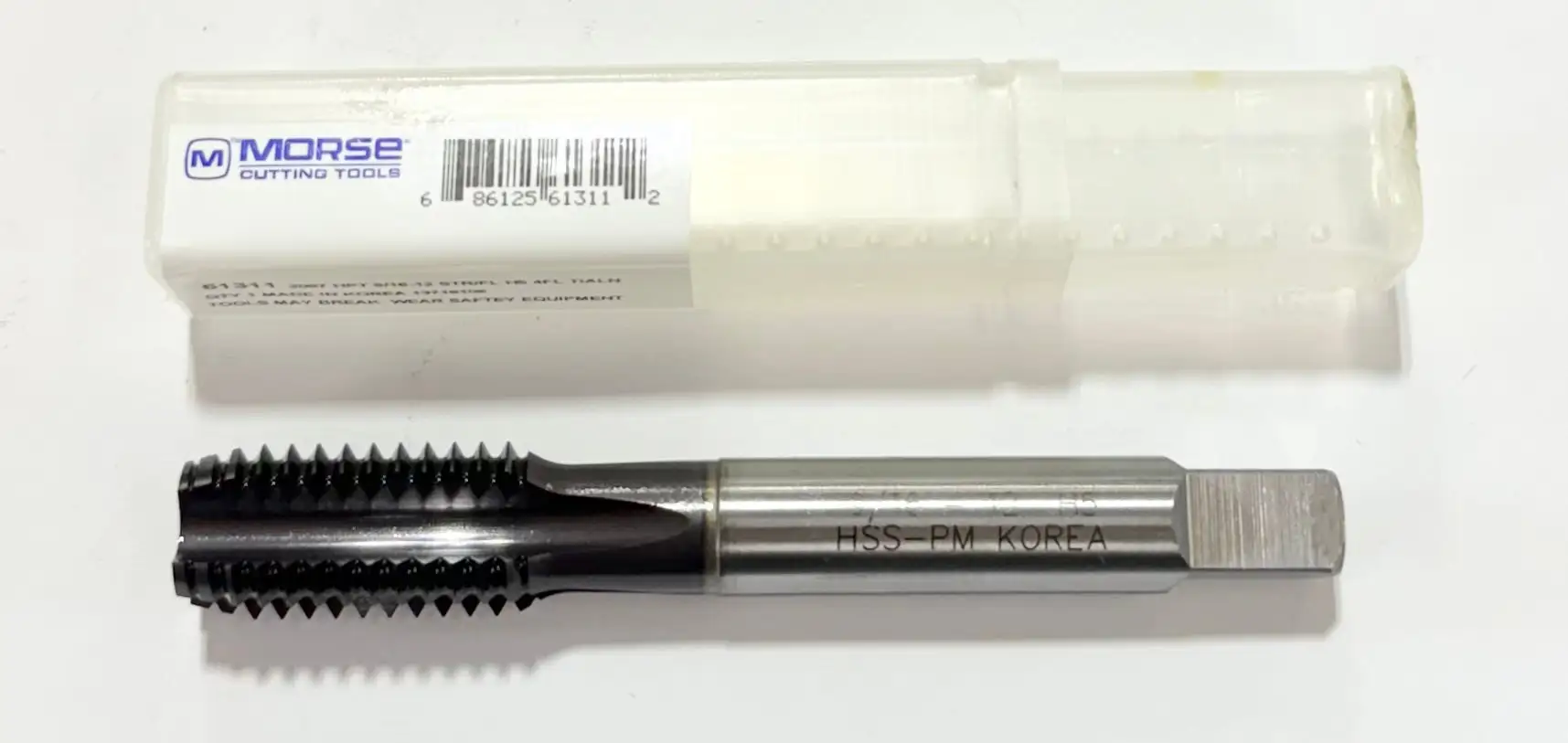 Morse 9/16"-12 Tap High Performance Semi-Bottoming Straight Flute Tap H5 4FL TiAlN