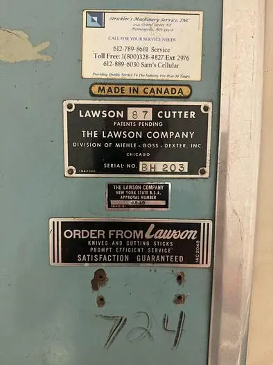 Used 87" LAWSON GULLOTINE _UNKNOWN_ Guillotines | Paper Converting Equipment #395856