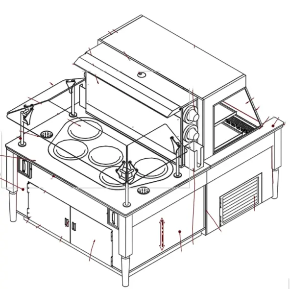 130-0199 Wasserstrom 5 Soup Well Hot Case with Self Contained Grab n Go Cooler