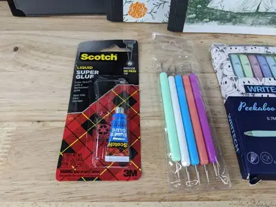 Office & School Supplies Assortment - Notebooks, Glue, Tape, Gel Pens, Fidget Spinners - Brand New