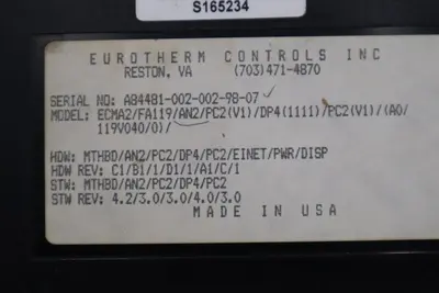 EUROTHERM ECMA2/FA119/AN2/PC2(V1D)/DP4(1111)/PC2(V1D)/(A0/119V040/0)/ STK 509-B