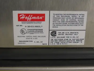 Hoffman A-36HS3108SSLP 31x36x8" Stainless Steel Type 4,12 Electrical Enclosure