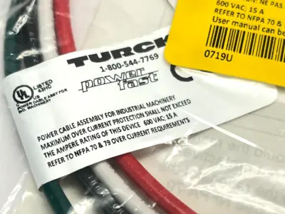 RSF44-0.5M/NPT | Turck  PowerFast Cordset Mini 4-Pin Male Flying Lead 0.5M U2-15014 - New