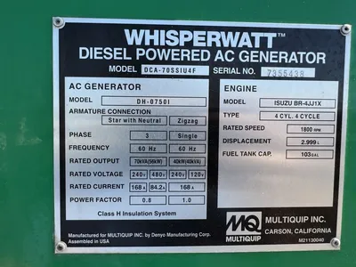 Used 2019 MULTIQUIP WHISPERWATT AC GENERATOR Diesel Generators Minnesota US | Carco Truck & Equipment #1514290