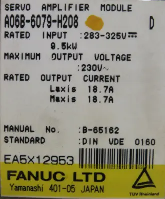 USED FANUC A06B-6079-H208 SERVO AMPLIFIER SER D A06B6079H208