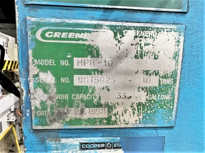 USED 1998 GREENERD PRESSES GREENERD HP-10 PRESS