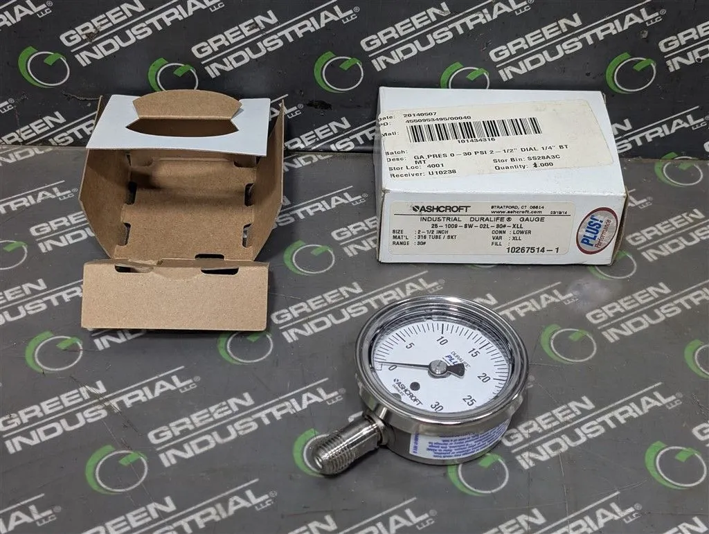 Ashcroft 25-1009-SW-02L-30#-XLL Duralife Gauge 0-30 PSI New NIB