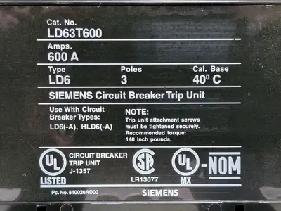 New | in-Stock SIEMENS LD63T600 Switchgears British Columbia CA | Lenmark #240732