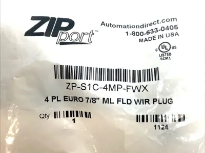 NEW AUTOMATIONDIRECT ZIPPORT 4-PIN MALE FIELD-WIREABLE CONNECTOR