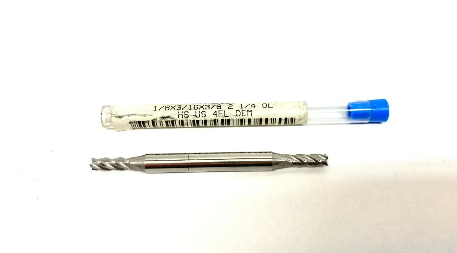 High Speed Steel Square End Mill 1/8" x 3/16" x 3/8" - New