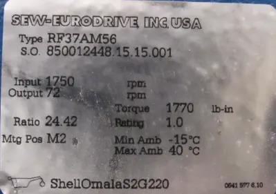 NEW SEW EURODRIVE RF37AM56 GEAR REDUCER 24.42:1
