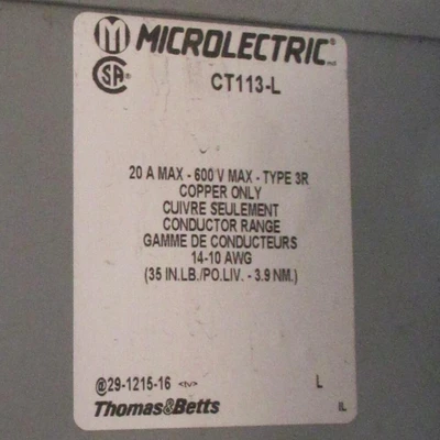 Microlectric 20 Amp Meter Base